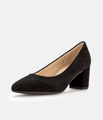 Gabor Plush Black Suede Block Heels