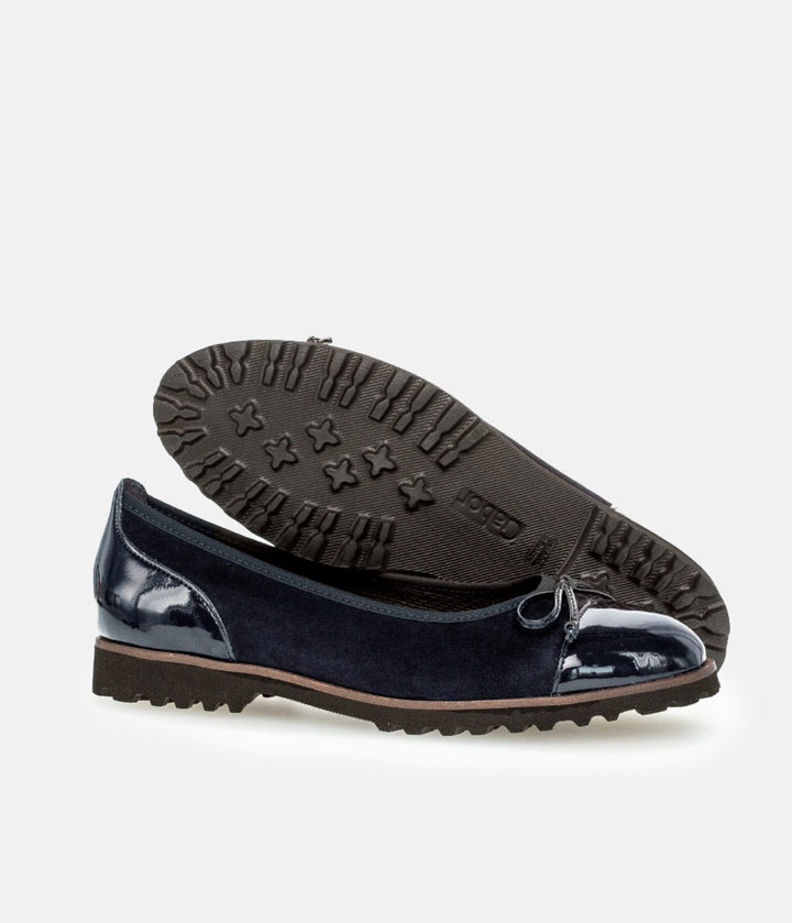 Gabor Stylish Navy Patent/Suede Ballerinas