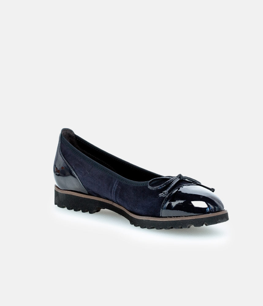 Gabor Stylish Navy Patent/Suede Ballerinas
