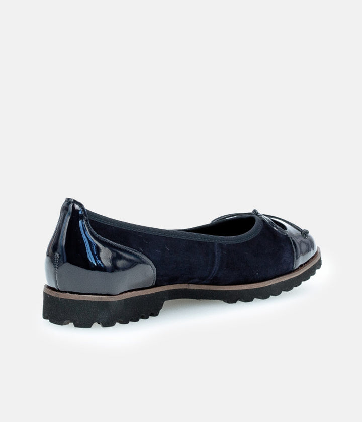 Gabor Stylish Navy Patent/Suede Ballerinas
