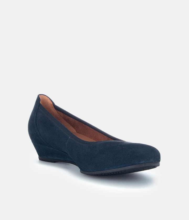 Gabor Plush Navy Suede Mini Wedges
