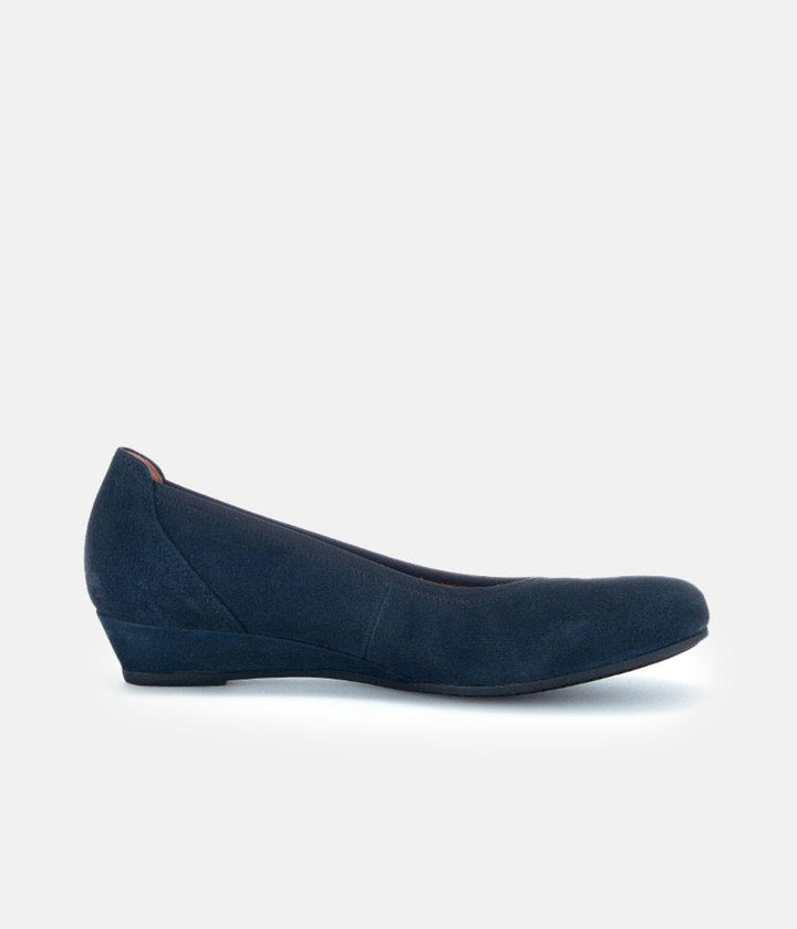 Gabor Plush Navy Suede Mini Wedges
