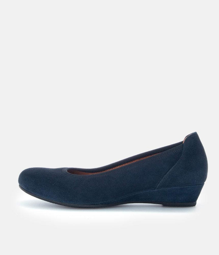 Gabor Plush Navy Suede Mini Wedges