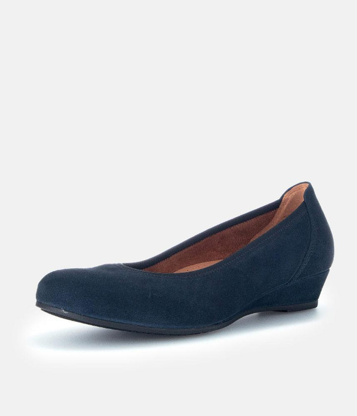 Gabor Plush Navy Suede Mini Wedges