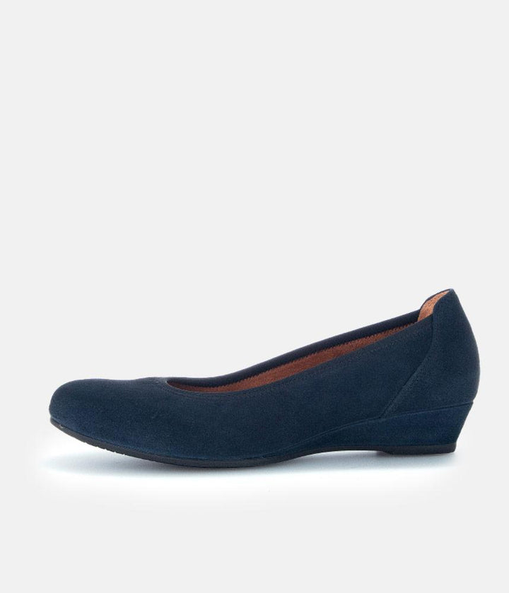 Gabor Plush Navy Suede Mini Wedges