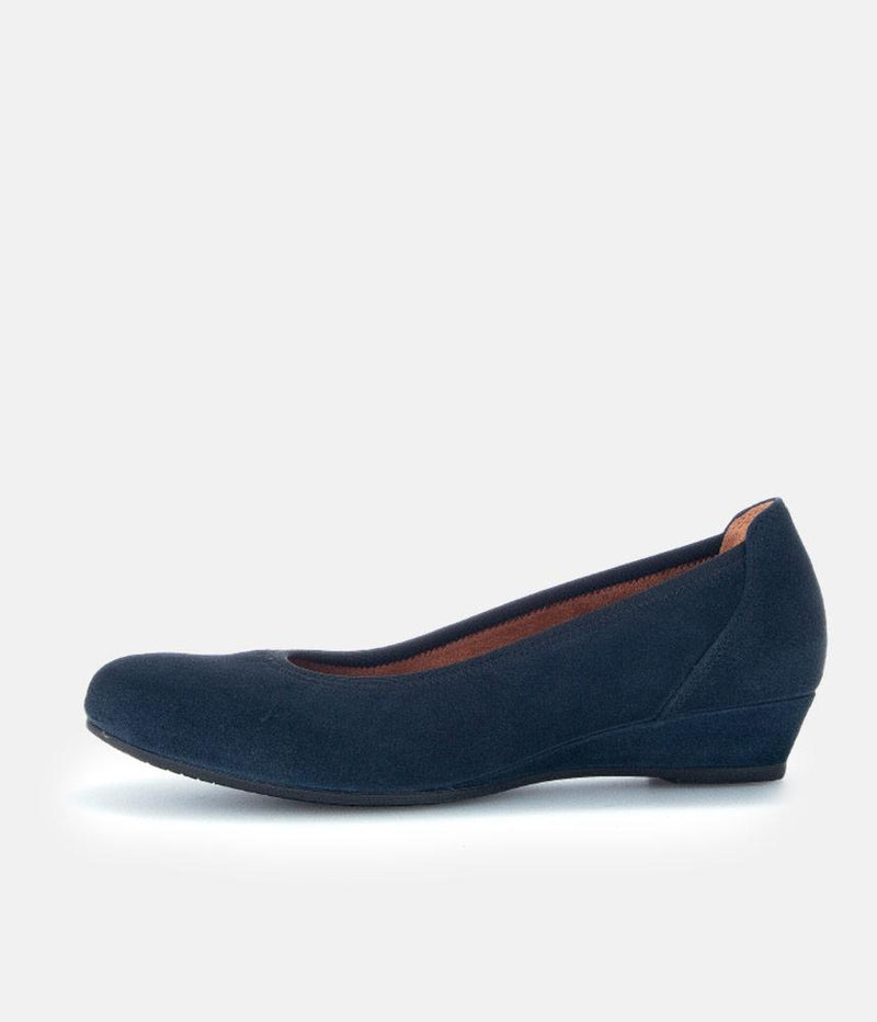 Gabor Plush Navy Suede Mini Wedges