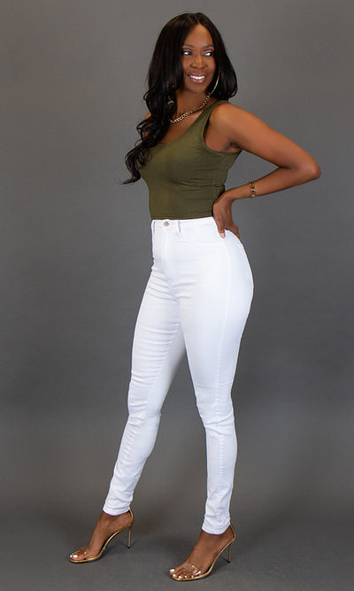 High Waist Skinny Jeans - White