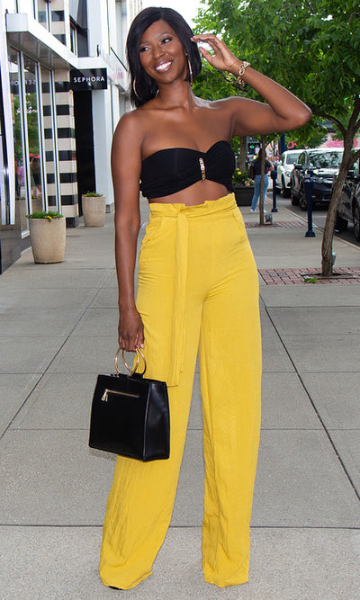 Harper Paper Bag Pants - Mustard