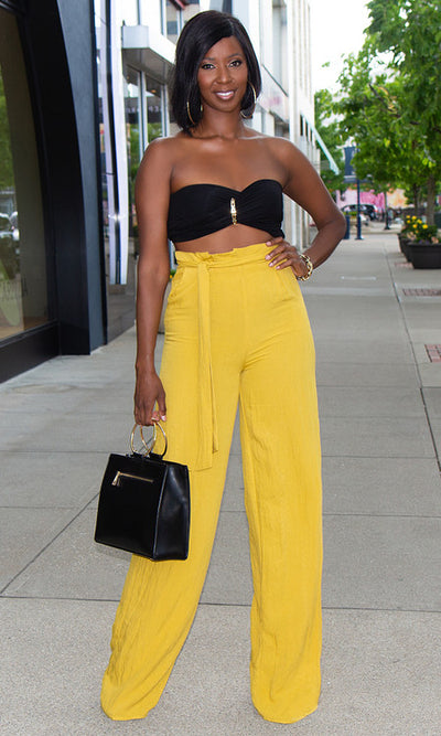 Harper Paper Bag Pants - Mustard