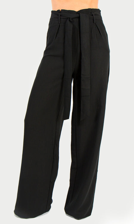 Harper Paper Bag Pants - Black | High Rise Pants | Tall Size