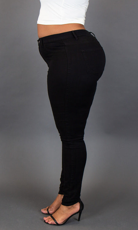 High Waist Skinny Jeans - Black