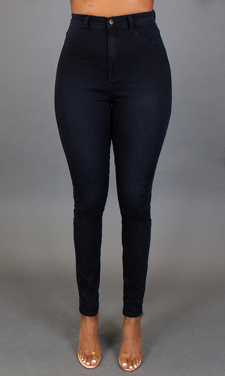 High Waist Skinny Jeans - Midnight Blue