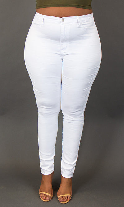 High Waist Skinny Jeans - White