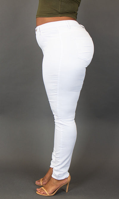 High Waist Skinny Jeans - White