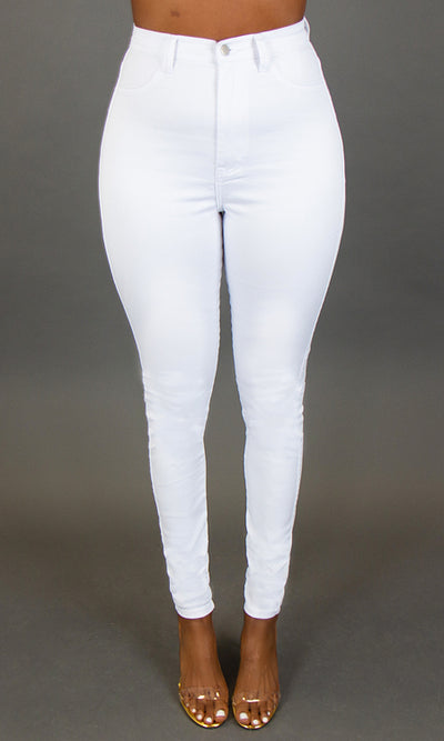 High Waist Skinny Jeans - White