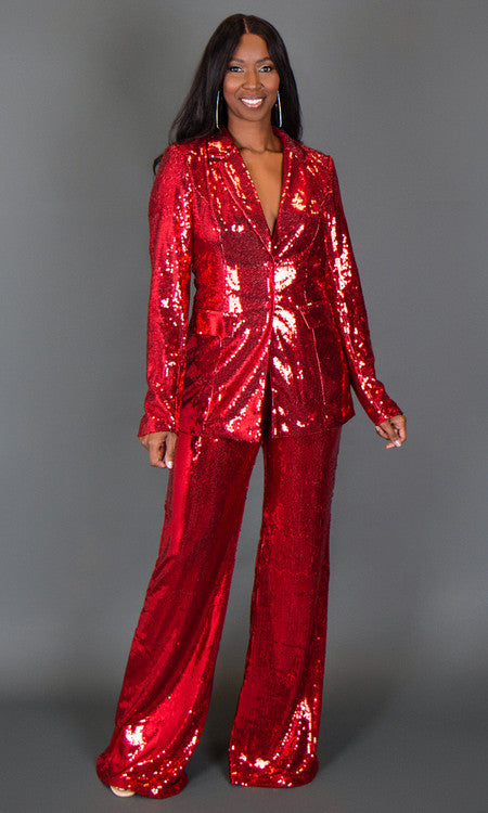 Glam Sequin Pants - Red – Tall Size Glam Sequin Pants - Red – Tall Size
