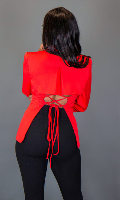 Gia Lace Up Blazer - Red
