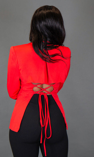 Gia Lace Up Blazer - Red
