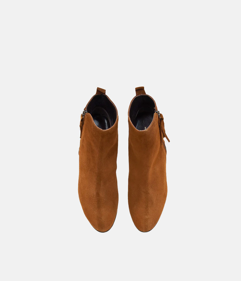 Premium Cognac Suede Ankle Boots