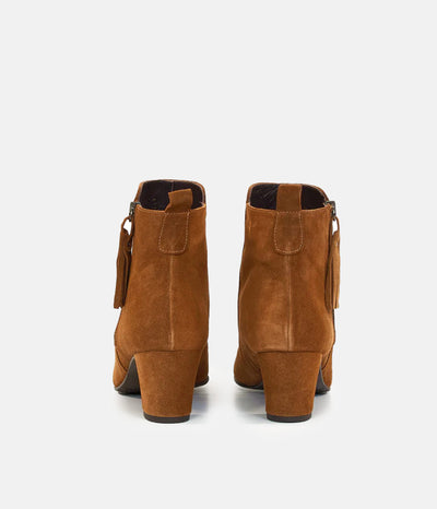 Premium Cognac Suede Ankle Boots