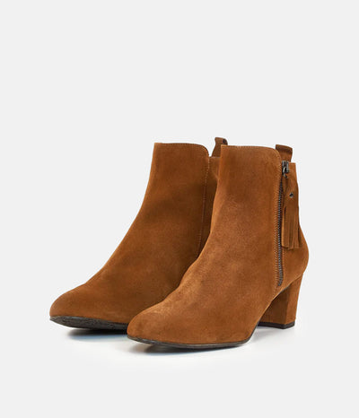 Premium Cognac Suede Ankle Boots