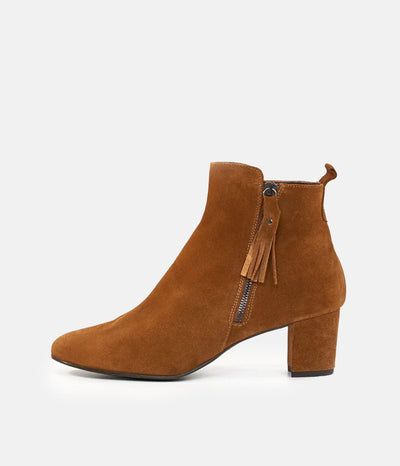 Premium Cognac Suede Ankle Boots