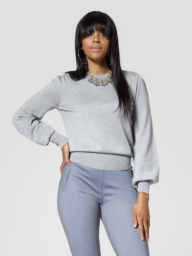 Tall Grey Puff Sleeve Sweater | Tall Sweater | Tall Size