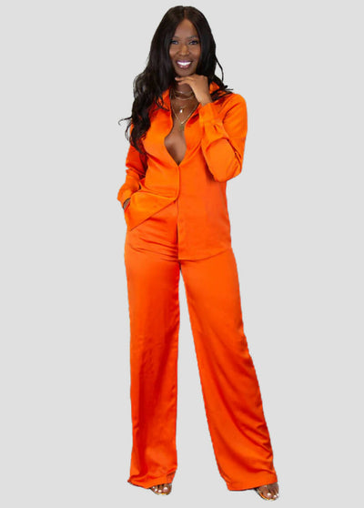 Stella Satin Pants - Orange