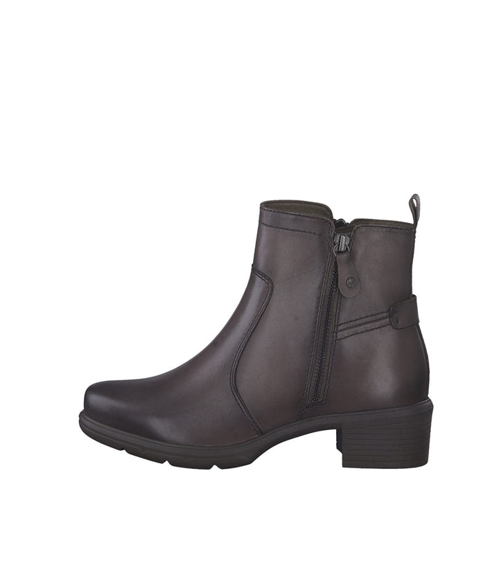 Tamaris Brown Leather Block Heel Ankle Boots