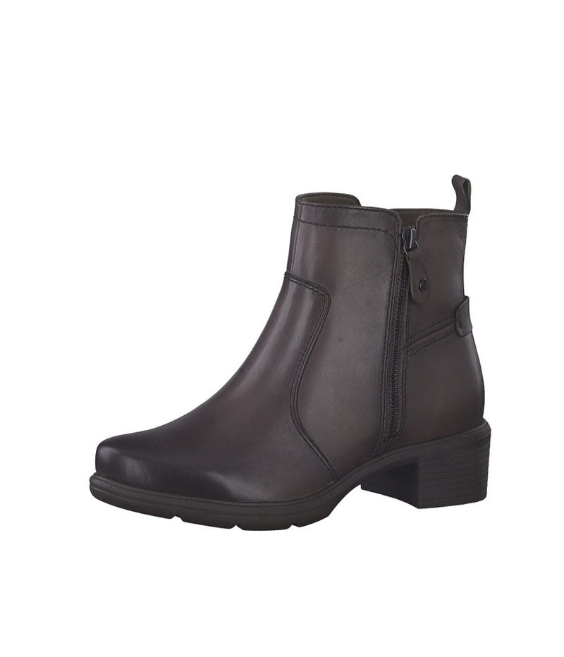 Tamaris Brown Leather Block Heel Ankle Boots