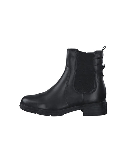 Tamaris Black Leather Chelsea Style Ankle Boots