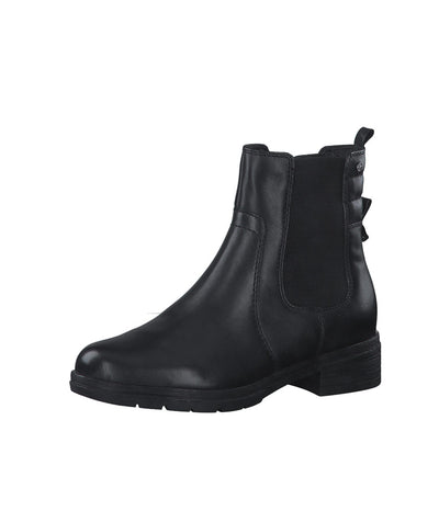 Tamaris Black Leather Chelsea Style Ankle Boots