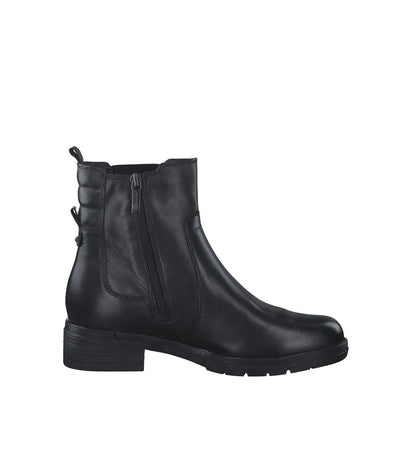 Tamaris Black Leather Chelsea Style Ankle Boots
