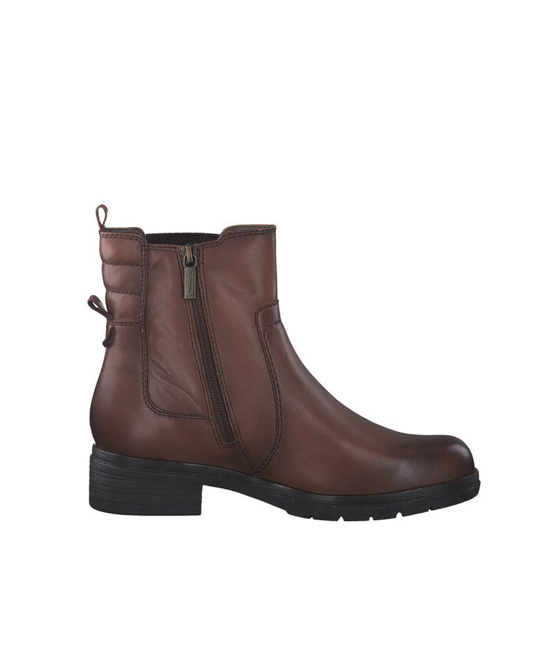 Tamaris Cognac Leather Chelsea Style Ankle Boots