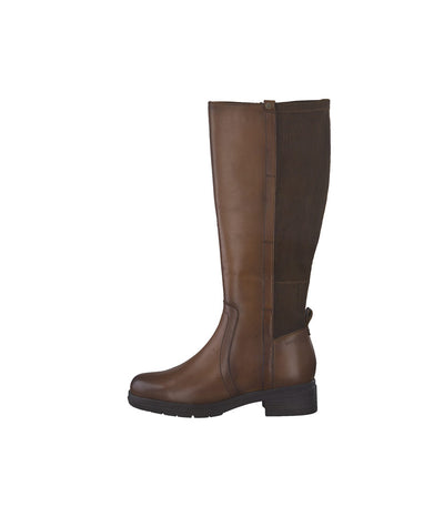 Tamaris Versatile Cognac Leather Knee High Boots