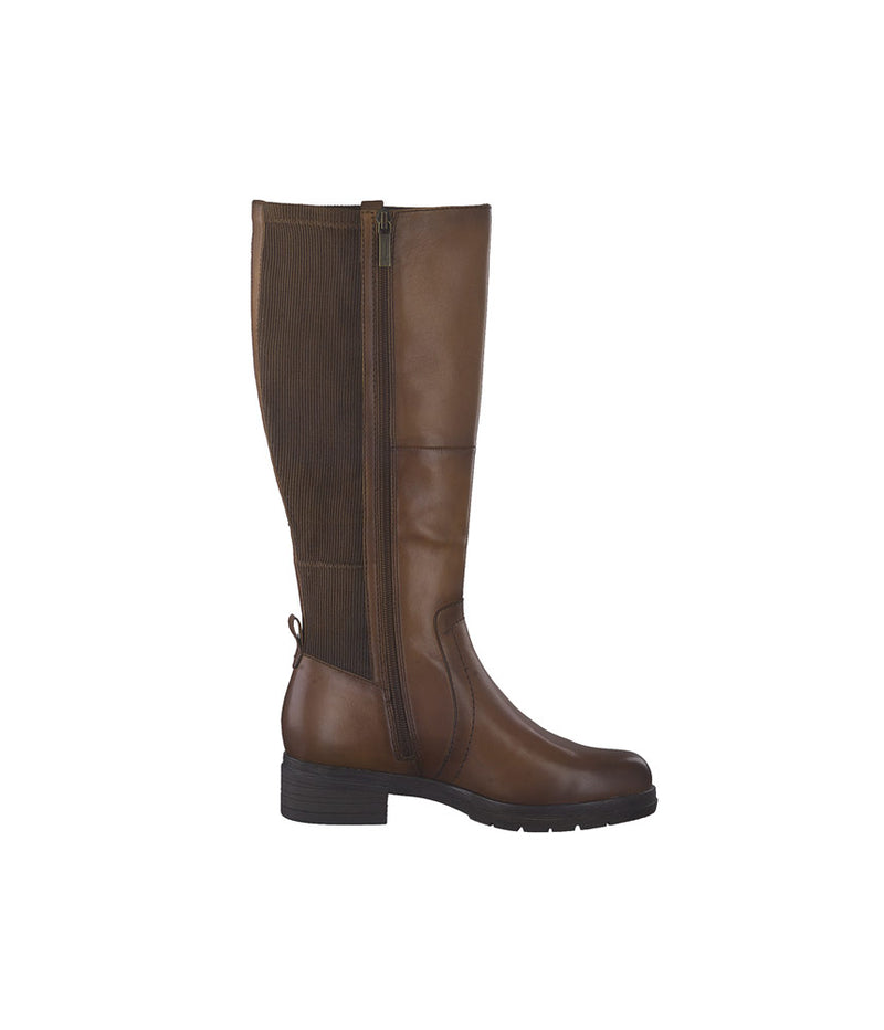 Tamaris Versatile Cognac Leather Knee High Boots