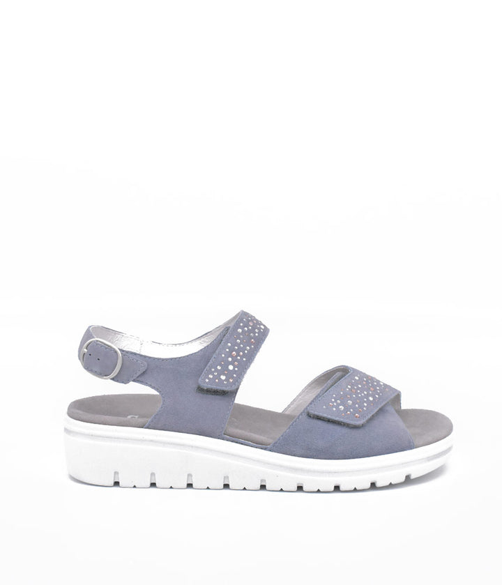 Semler Sky Blue Diamante Wedge Sandals