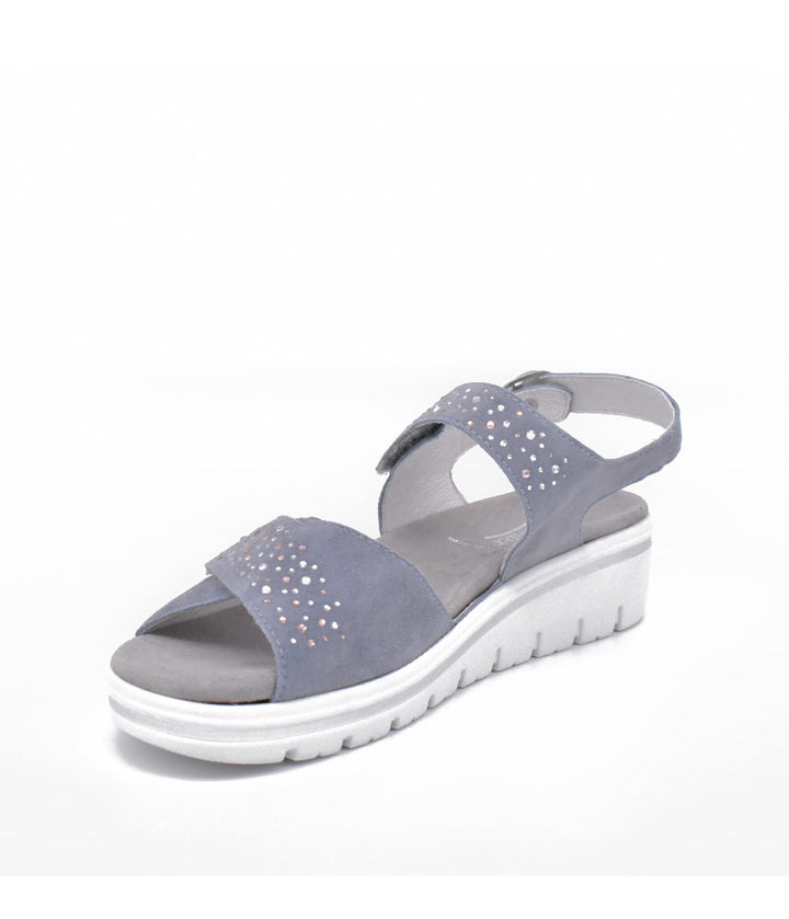 Semler Sky Blue Diamante Wedge Sandals