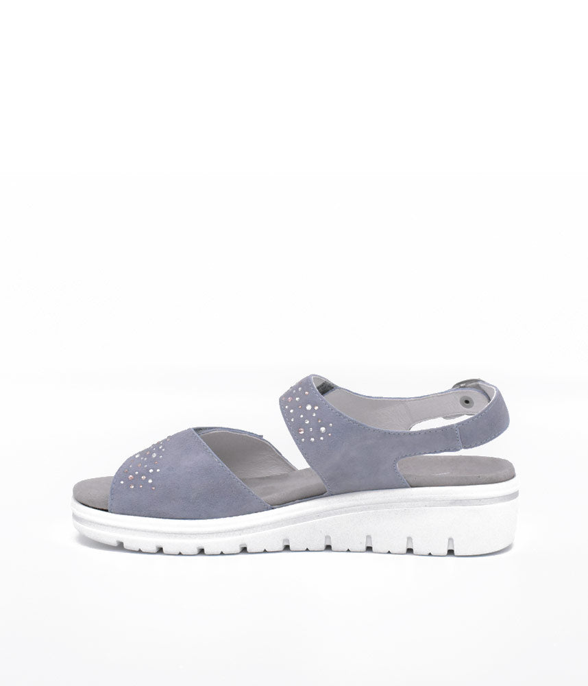 Semler Sky Blue Diamante Wedge Sandals