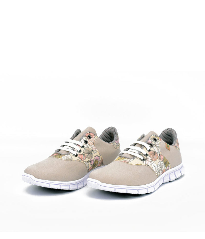 Cinderella Vegan Pretty Floral Beige Trainers