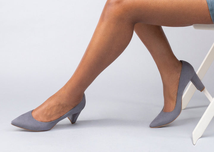 Marylebone Block Heel Pump — Steel