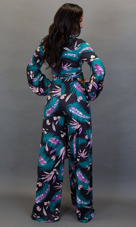 Maui Jumpsuit - Black Tropical