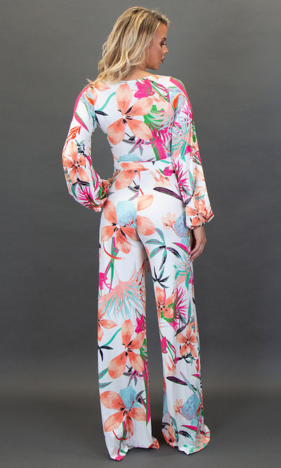 Maui Jumpsuit - White Tropical