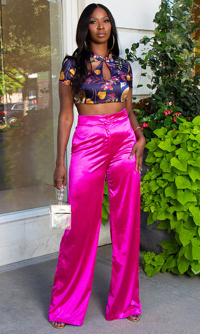 Mila Wide Leg Pants - Magenta