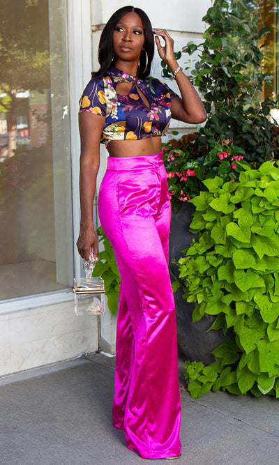 Mila Wide Leg Pants - Magenta