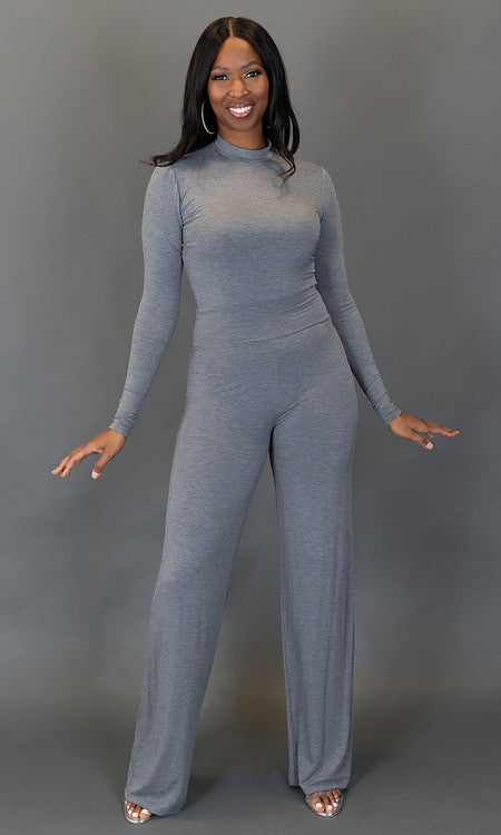 Mock Neck Bodysuit - Gray