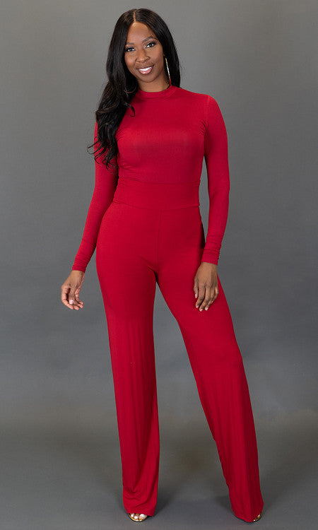 Mock Neck Bodysuit - Red