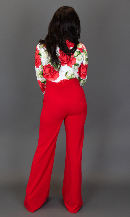 Monica Pants - Red | Side Slit Pants for Women | Tall Size
