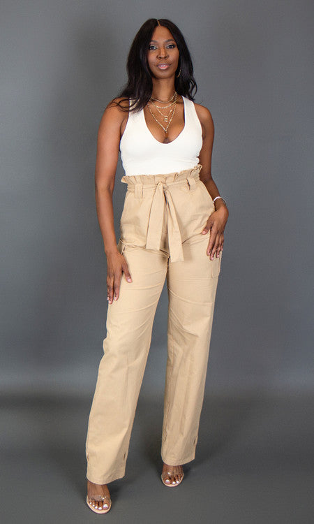 No Limit Paper Bag Cargo Pants - Khaki