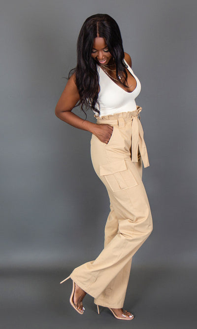 No Limit Paper Bag Cargo Pants - Khaki